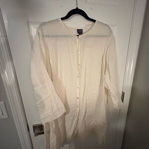 Eileen Fisher Linen Cream Button-Down Tunic